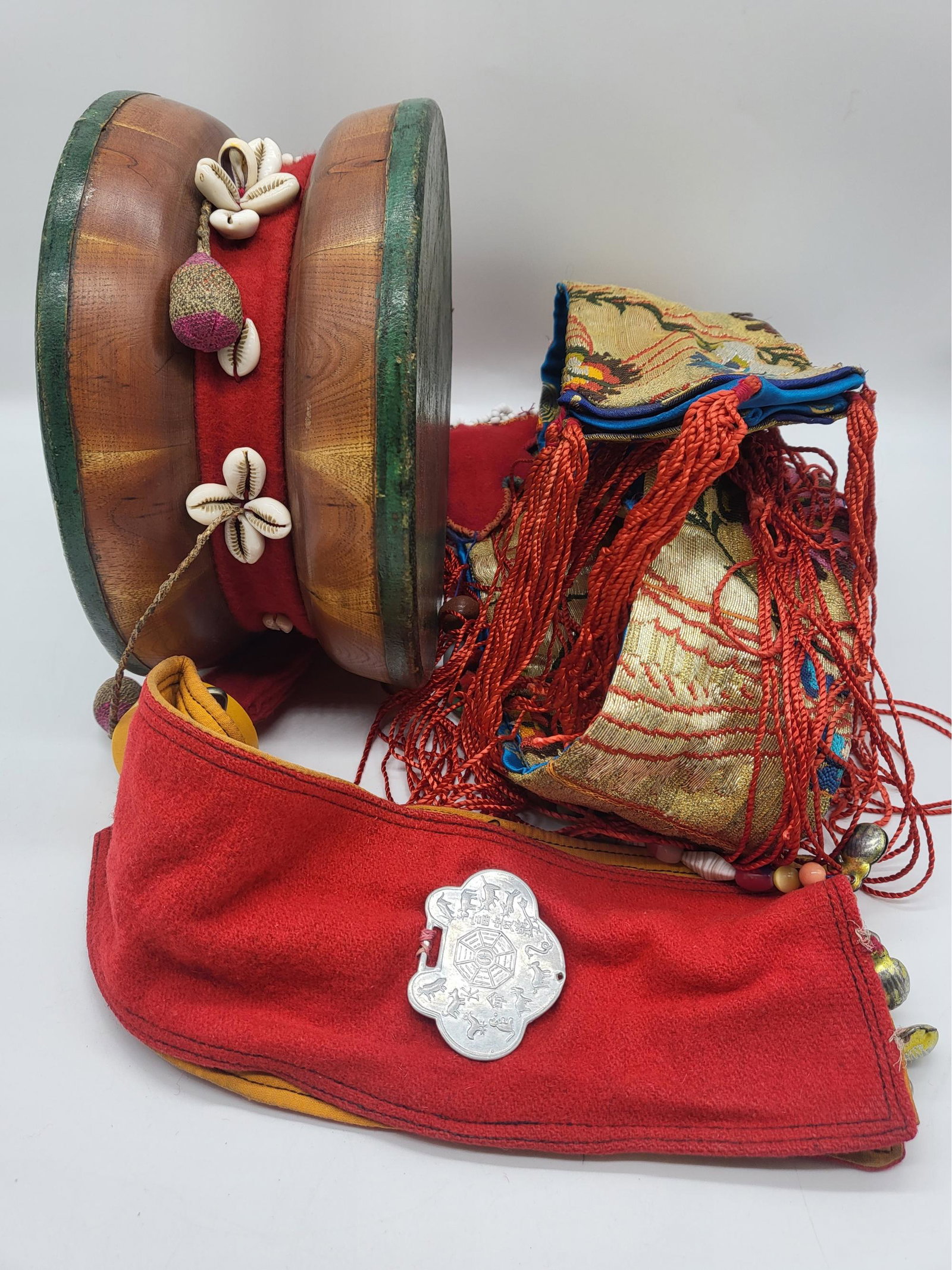 Tibetan Chod Drum W/case, 8: Tibetan Chod Drum W/case, 8