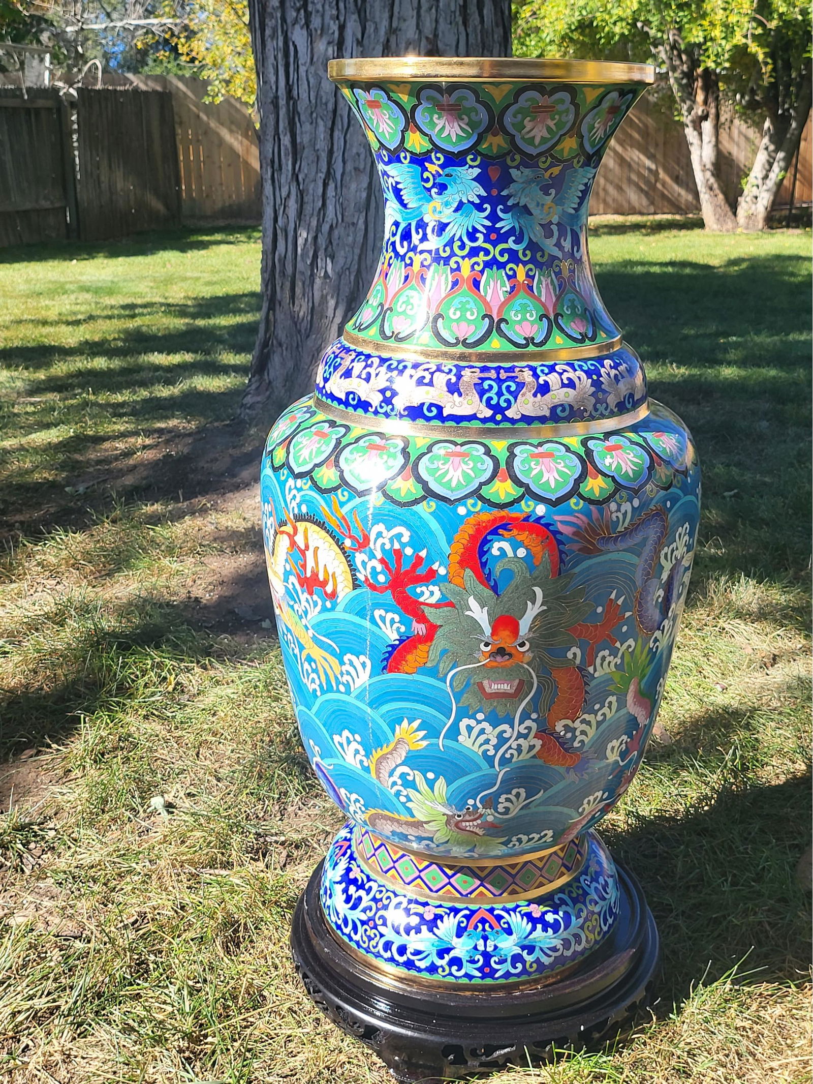 30 Gigantic Cloisonne, Oriental Vase 30 X 12, Buddha Treasure (1 of 3)