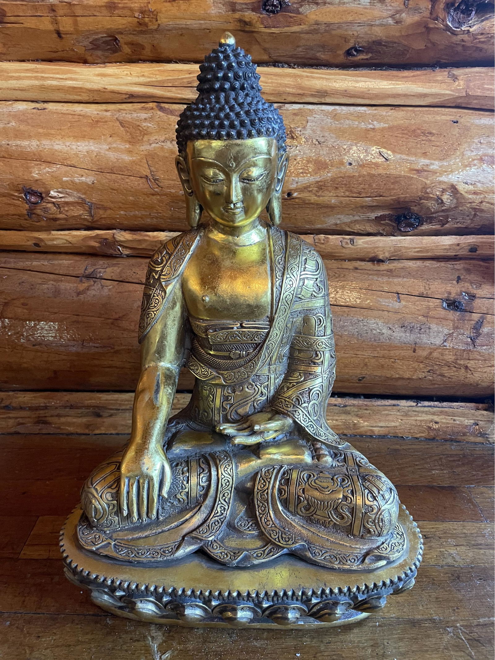 Lord Buddha In Bhumisparsha Mudra In Bronze - 11 X 18 - (1 of 6)