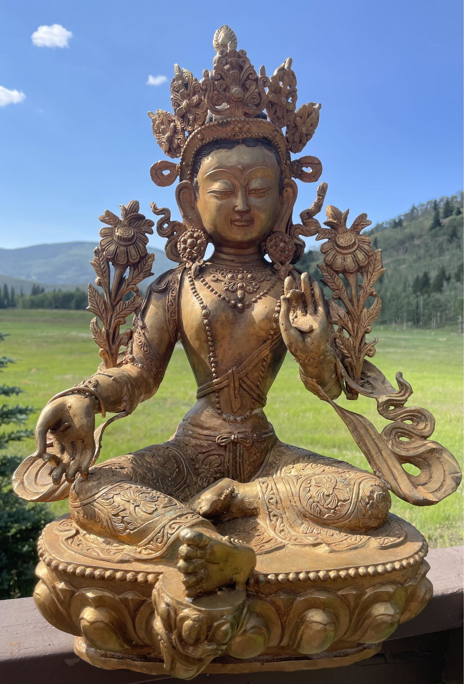 Large- Tibetan Buddhist Goddess Tara In Bronze- 14 X 21' (1 of 6)