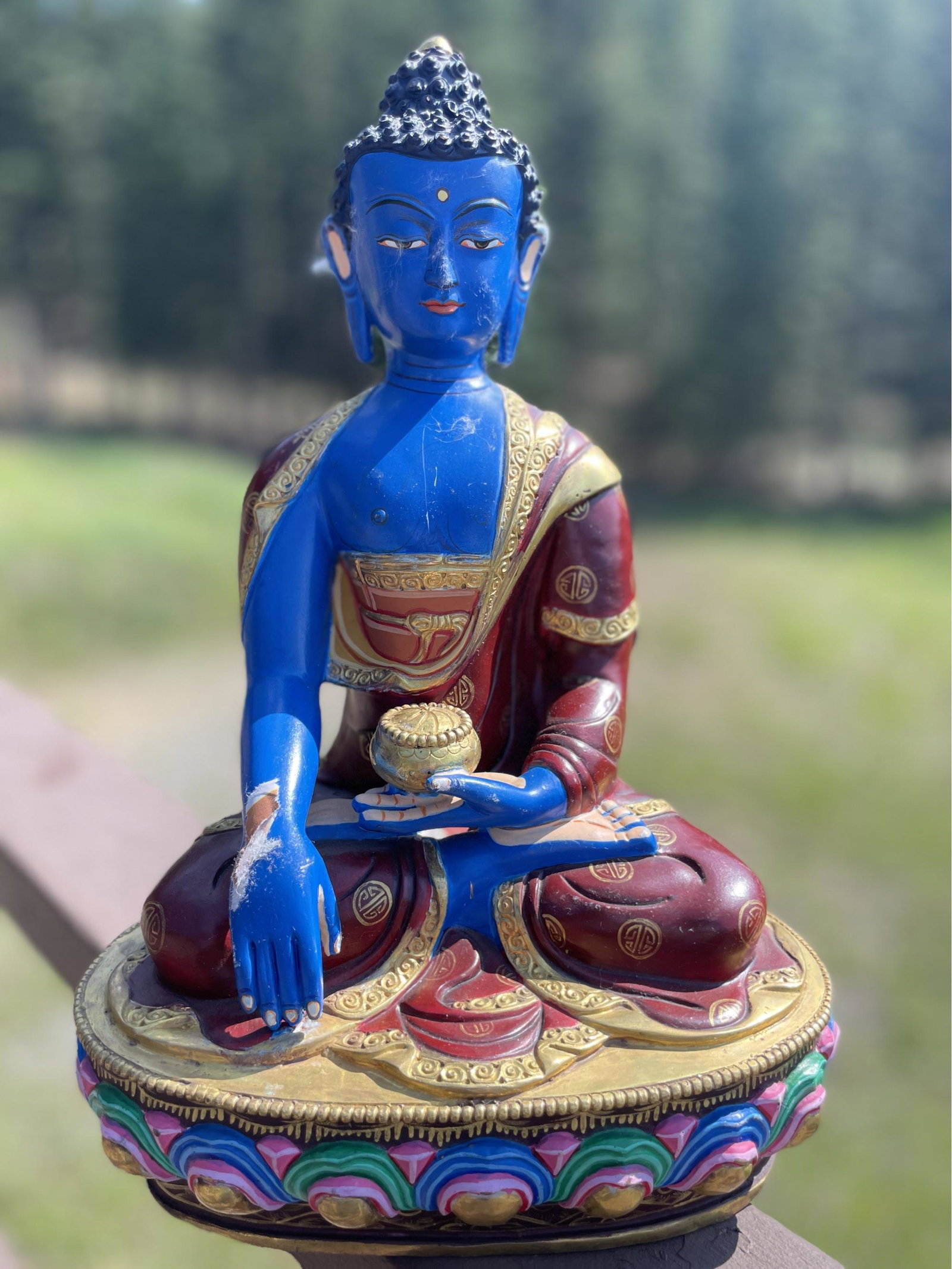 Tibetan Healing Medicine Buddha Statue - 12": Tibetan Healing Medicine Buddha Statue - 12"