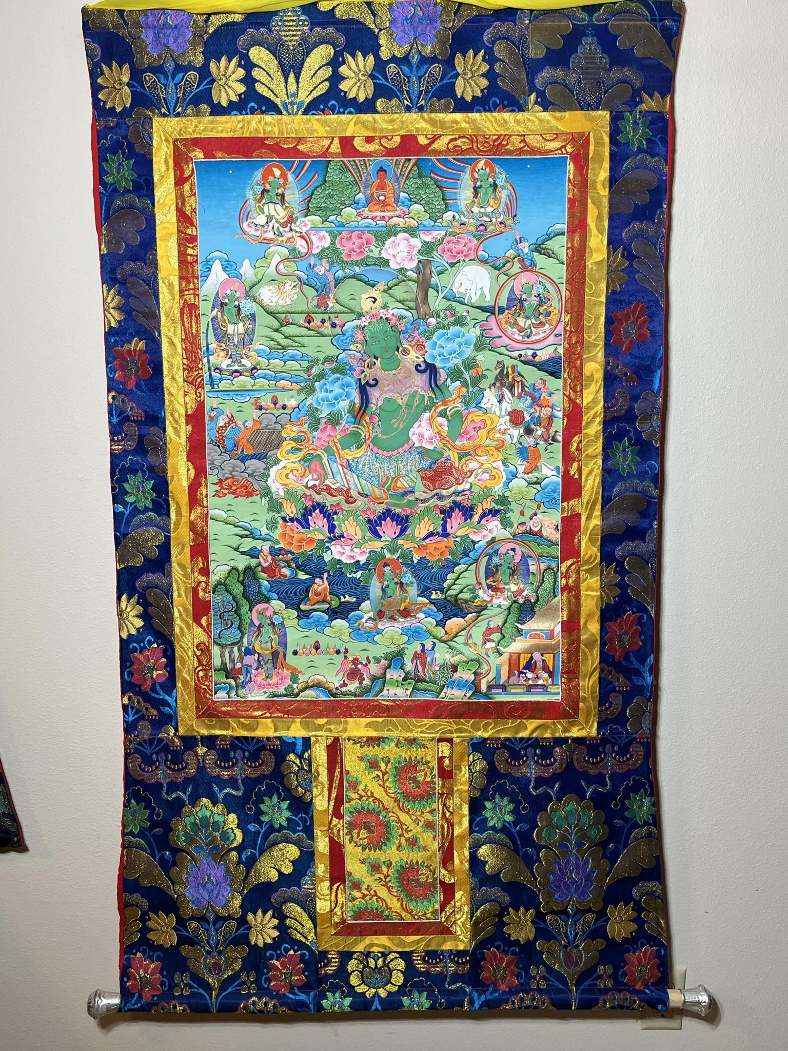 Green Goddess Tara Thangka (34in X 61in) (1 of 3)