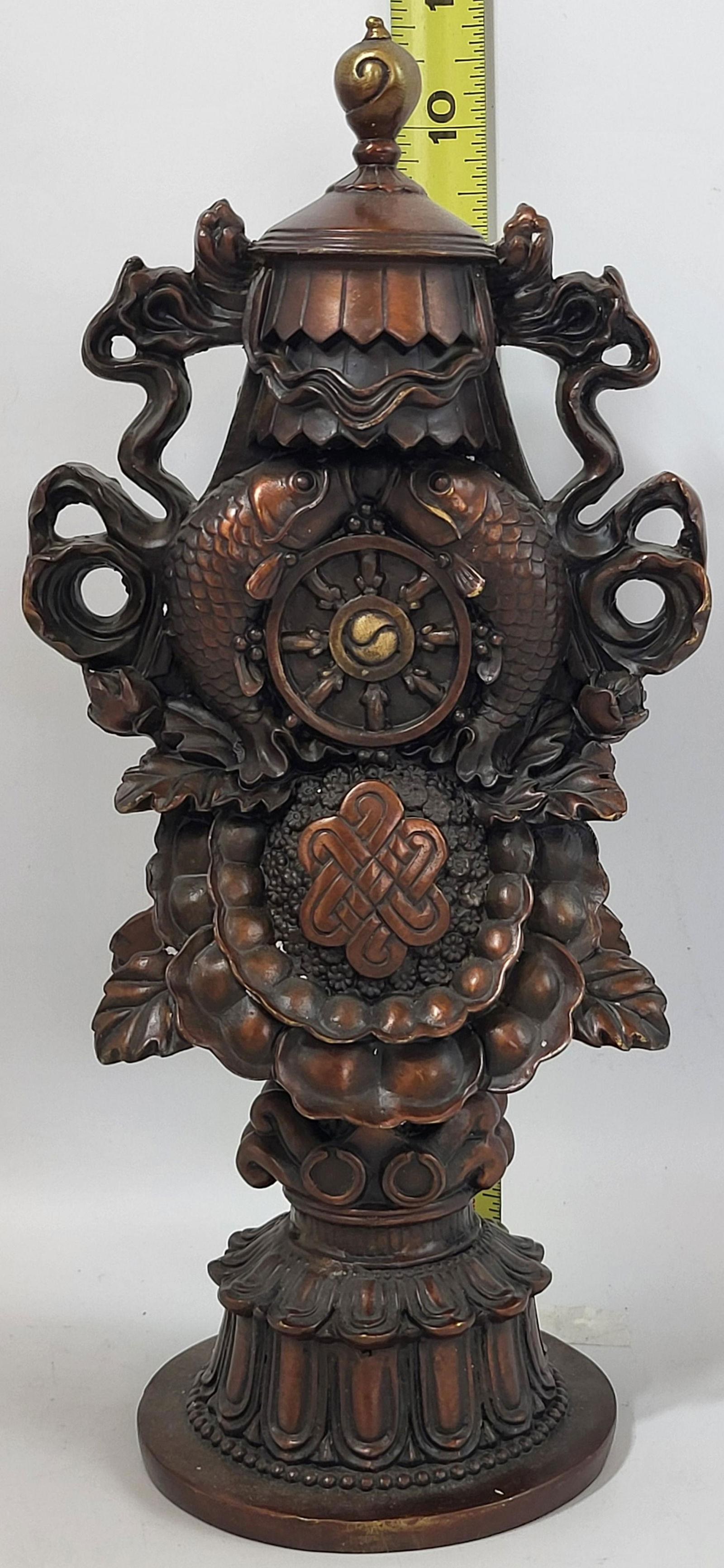 Tibetan Buddhist Eight Auspicious Symbols Statue - 10 inches (1 of 1)