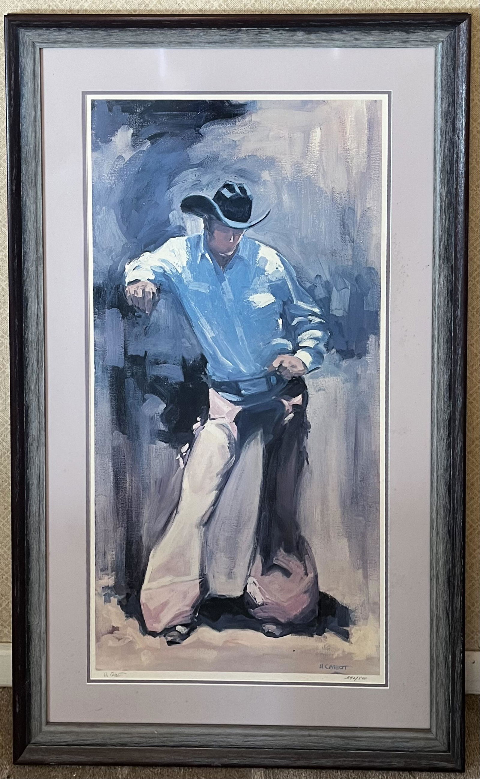 Limited Edition Lithograph, Back Of The Chutes Rodeo Cowboy, By Hugh Cabot Numbered 342 / 500 (1 of 8)