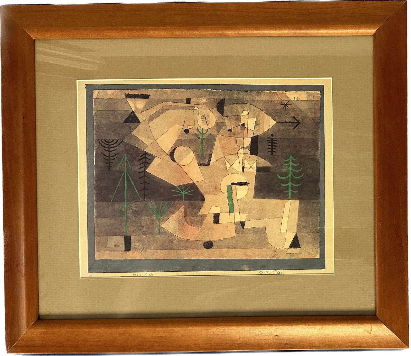 Artwork, Garden Plan Reproduction Of Watercolor, Paul Klee, Blue/green, Framed, 18x15.5 (1 of 4)