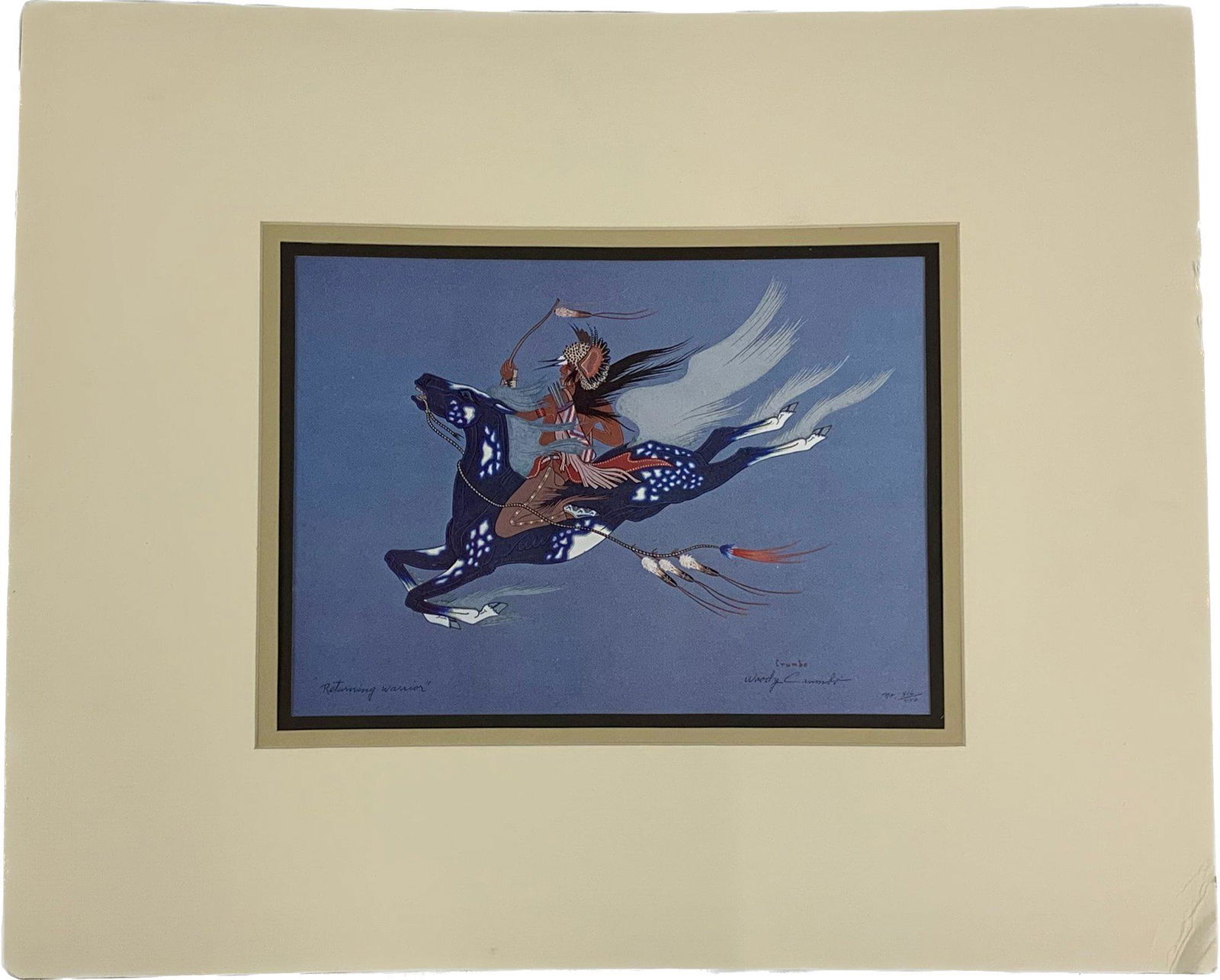Artwork, Signed & Numbered, Returning Warrior By Woody Crumbo  22Wx18H, 516/750 (1 of 4)