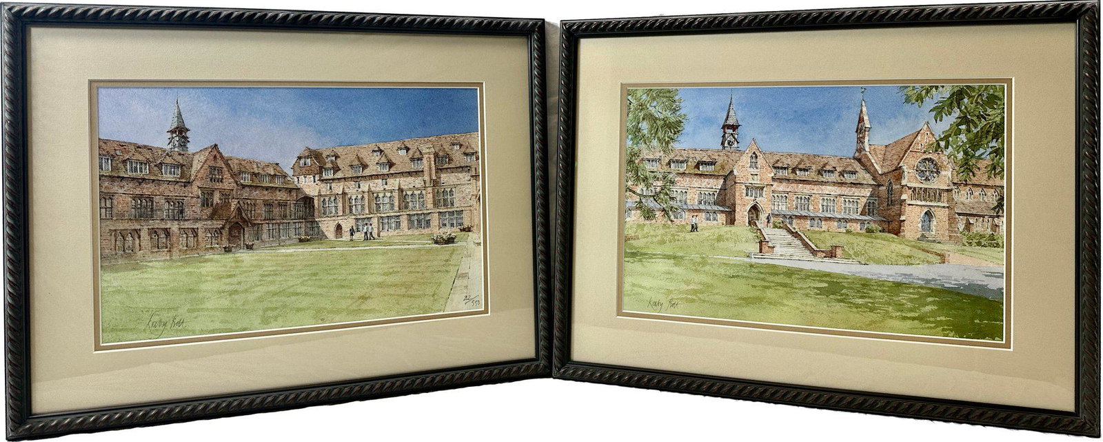 Watercolor Paintings Of Cranleigh Boarding School In England, Signed, 21x16: Watercolor Paintings Of Cranleigh Boarding School In England, Signed, 21x16