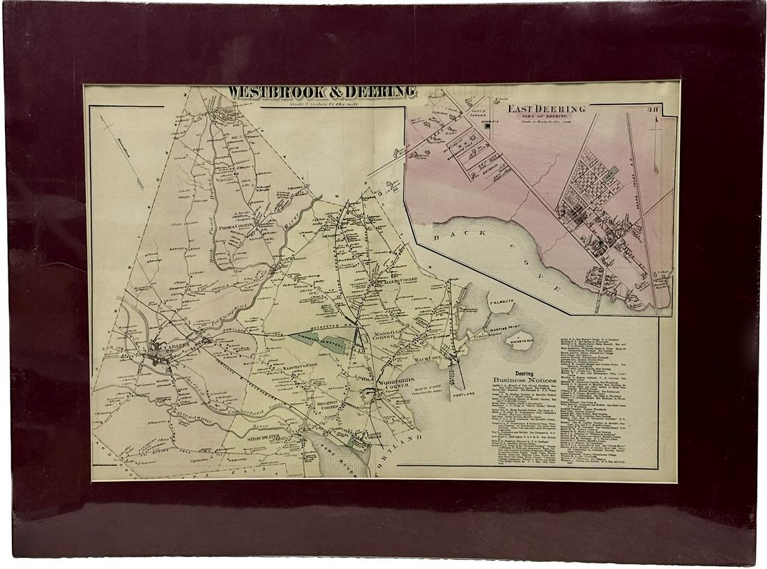 Westbrook And Deering Maine Antique Map From 1872, Hand-colored (1 of 6)