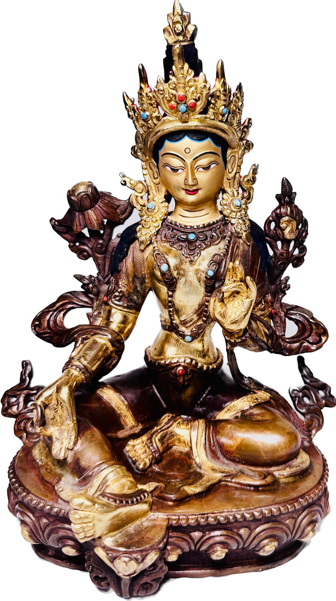 Tibetan Buddhist Goddess Tara Statue, 8.5 in (1 of 6)