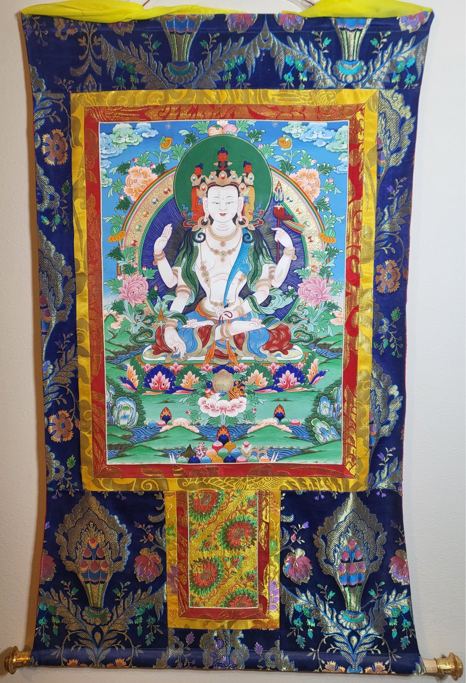 Chenrezig Thangka, 53 X 30: Chenrezig Thangka, 53 X 30