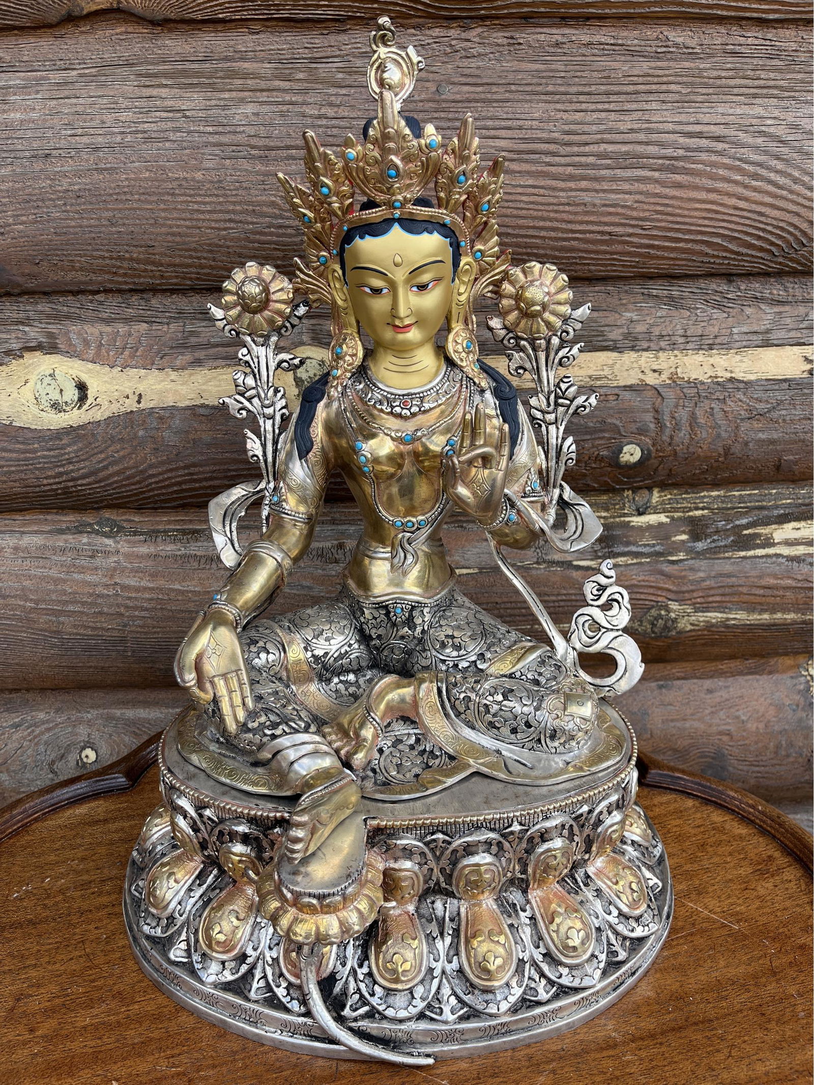 Buddhist Goddess White Tara Statue- 14in Base, 22in Tall (1 of 6)