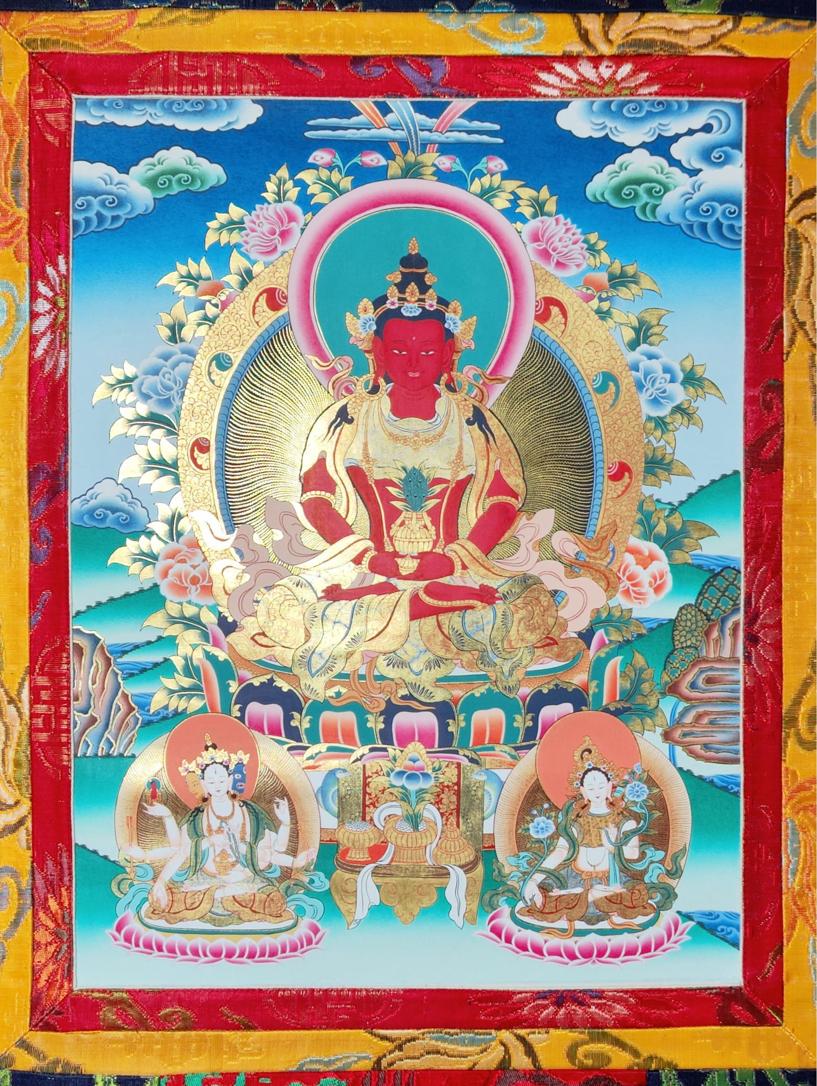 Amitayus Buddha Thangka, 45 X 25 (1 of 4)