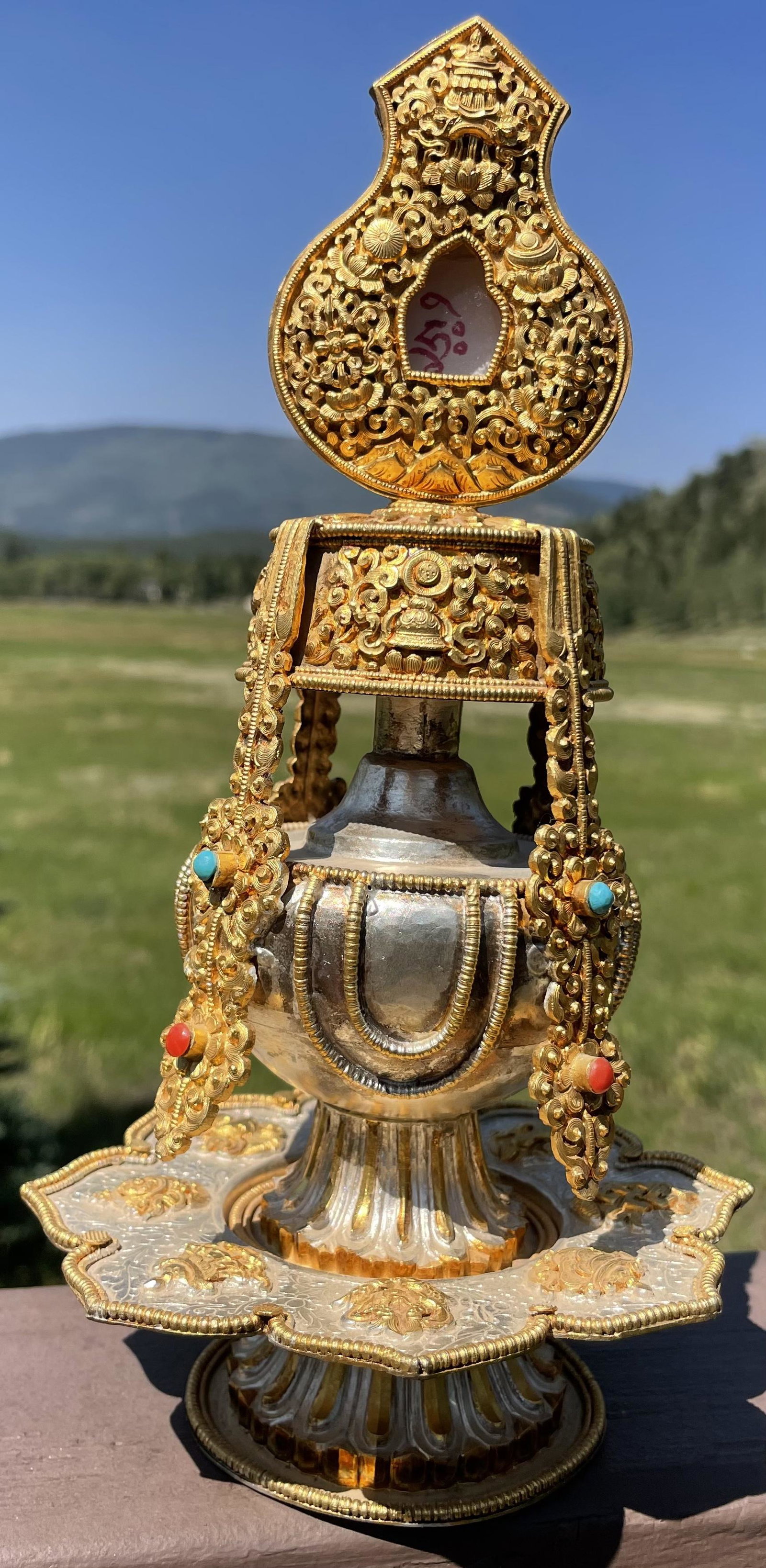 Tsebum Perfect Buddhist Long Life Vase, 12 H: 12” Tall