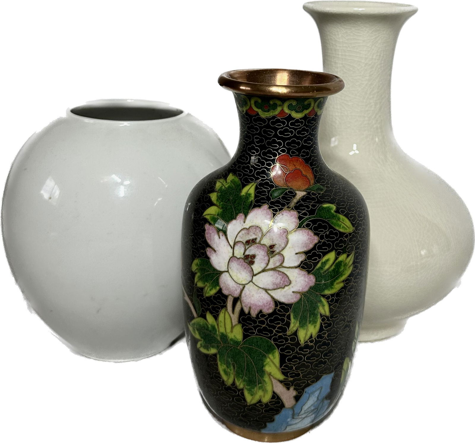 H & Co. Selb Bavaria Germany Heinrich Vase, Hand-painted Ceramic Vase, Crackle Cream-colored Vase (1 of 7)