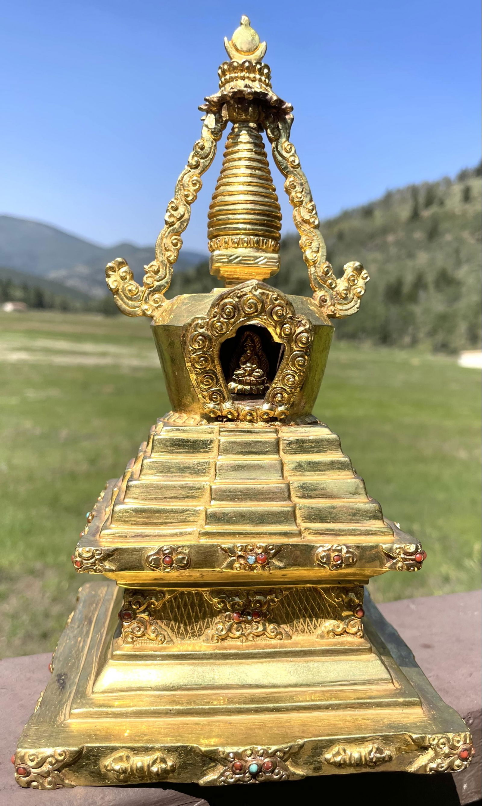 Bronze Buddhist Stupa, 9 High (1 of 4)