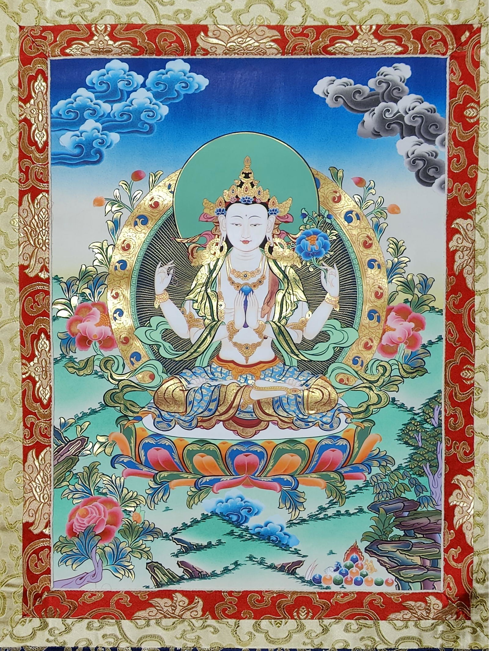 Chenrezig Thangka, 45 X 26 (1 of 3)