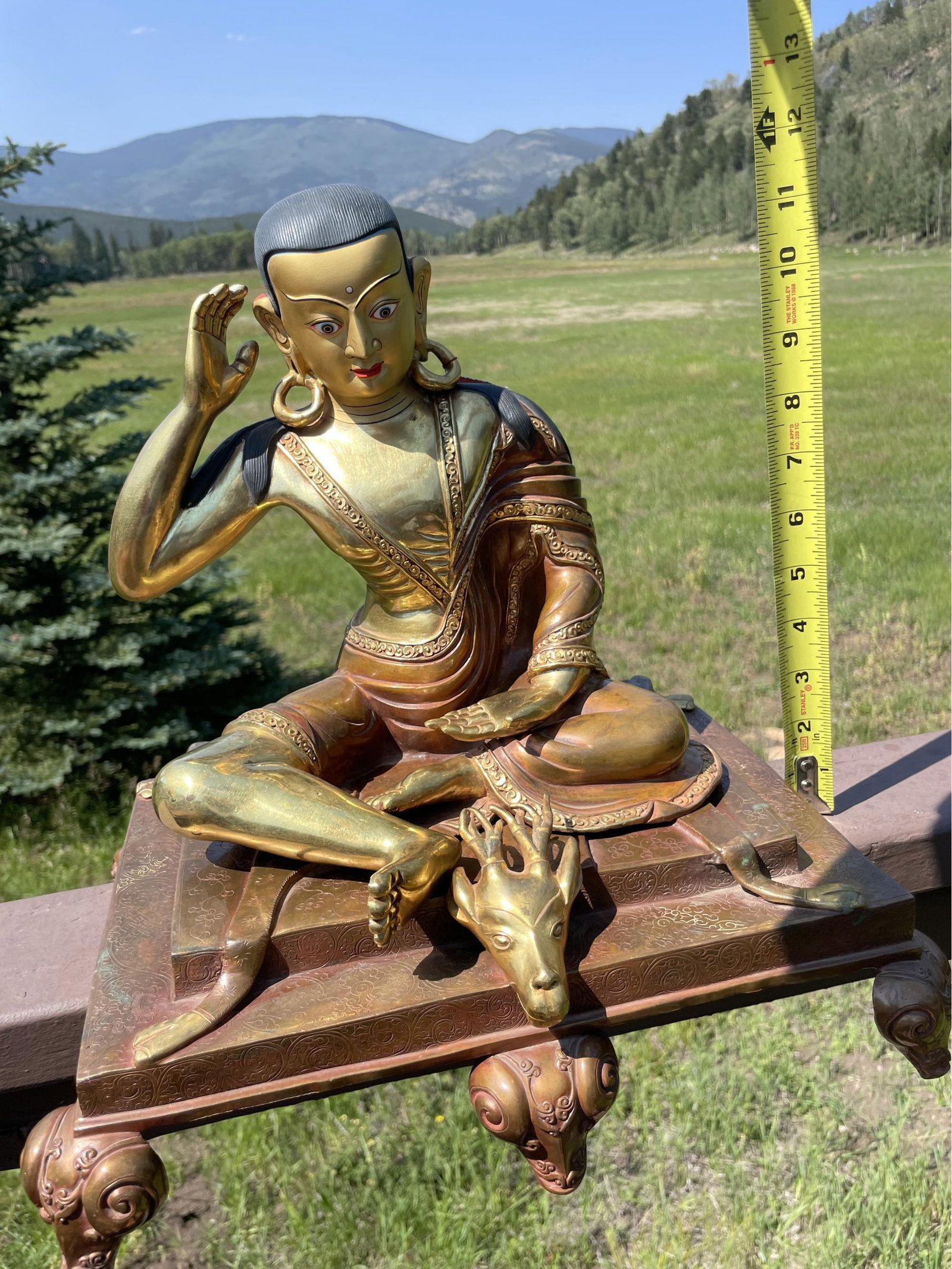 Milarepa, Great Buddhist Yogi Bronze Sculpture- 14x14x14: Milarepa, Great Buddhist Yogi Bronze Sculpture- 14x14x14