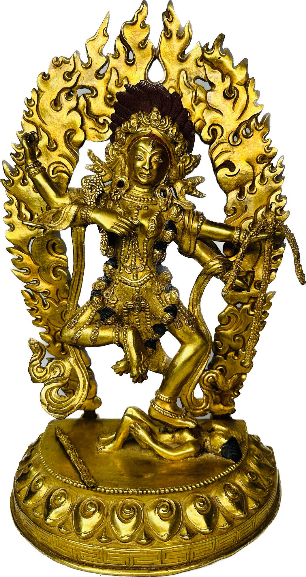 14 TALL - Gold-colored Buddhist Kurukulla Statue (1 of 8)
