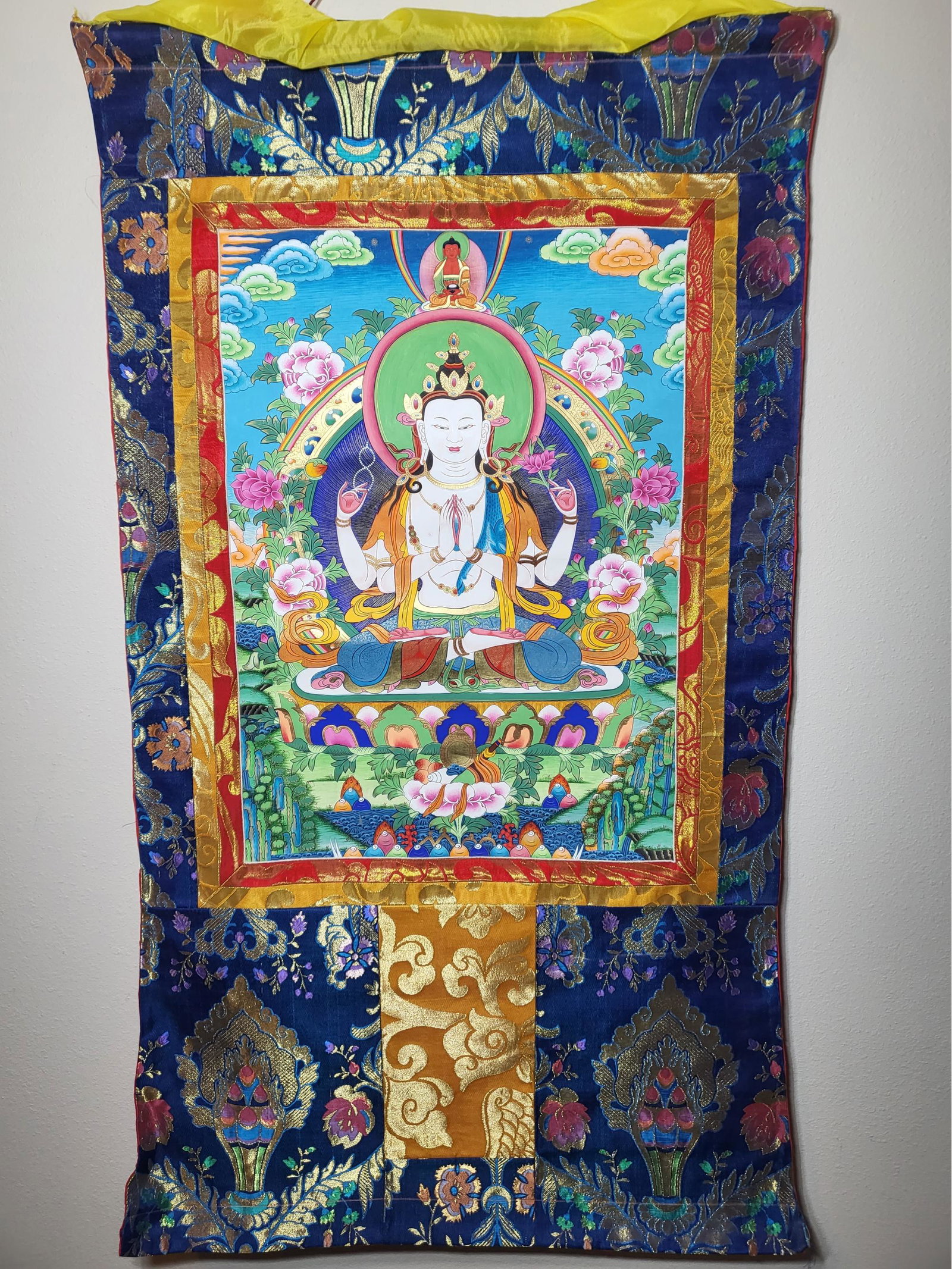 Chenrezig Thangka, 53 X 30: Chenrezig Thangka, 53 X 30