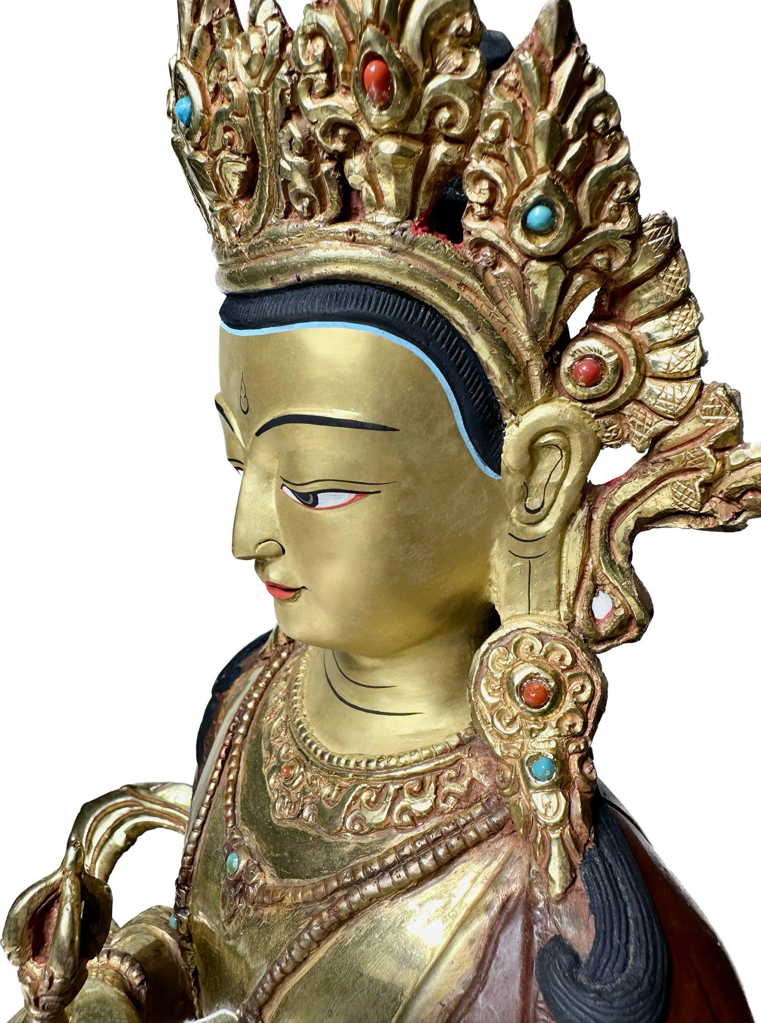 Gold And Rust-colored Vajrasattva Buddhist Statue 11" Tall (1 of 6)