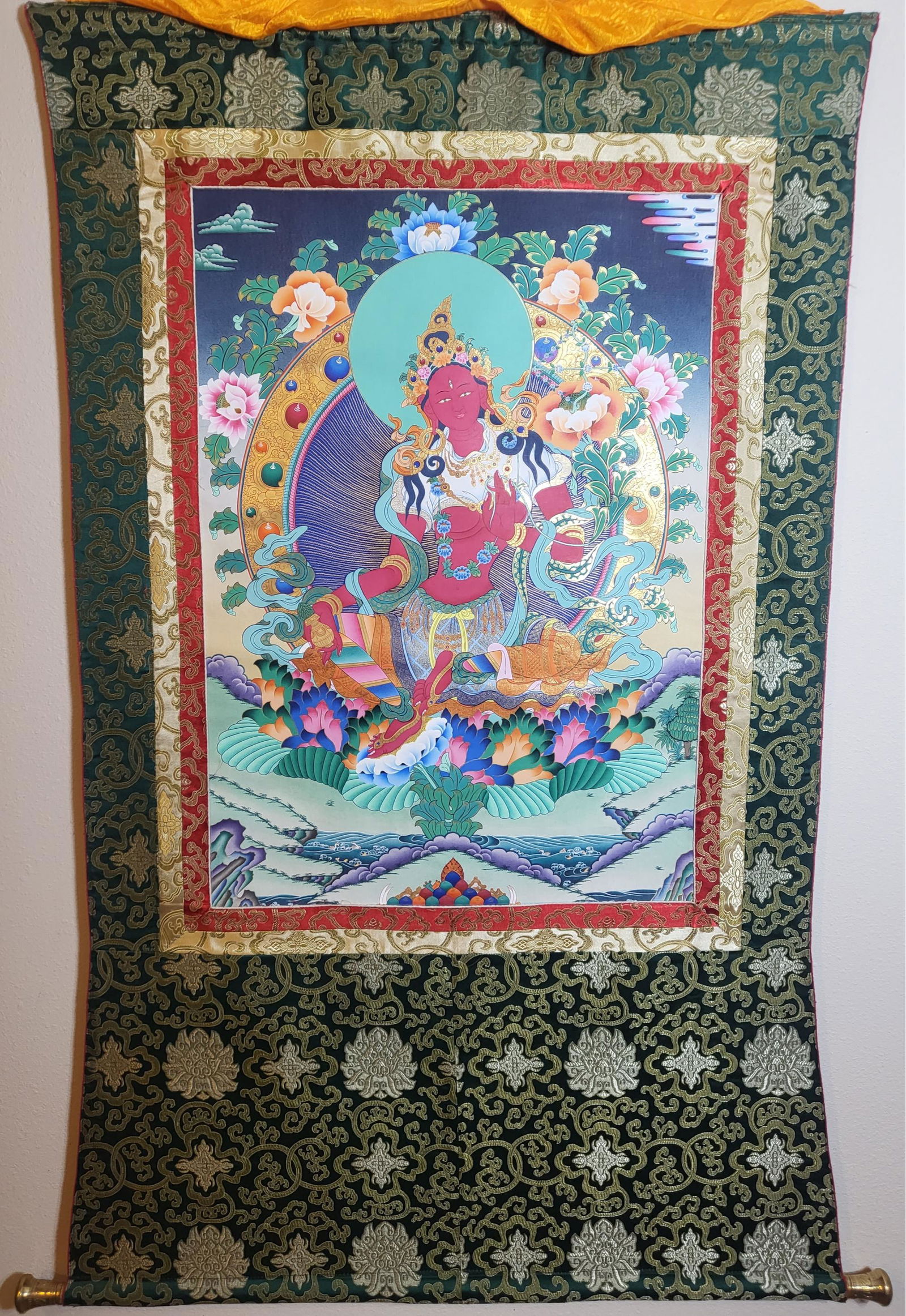 Red Tara Thangka Brocade, 51 X 30 (1 of 3)