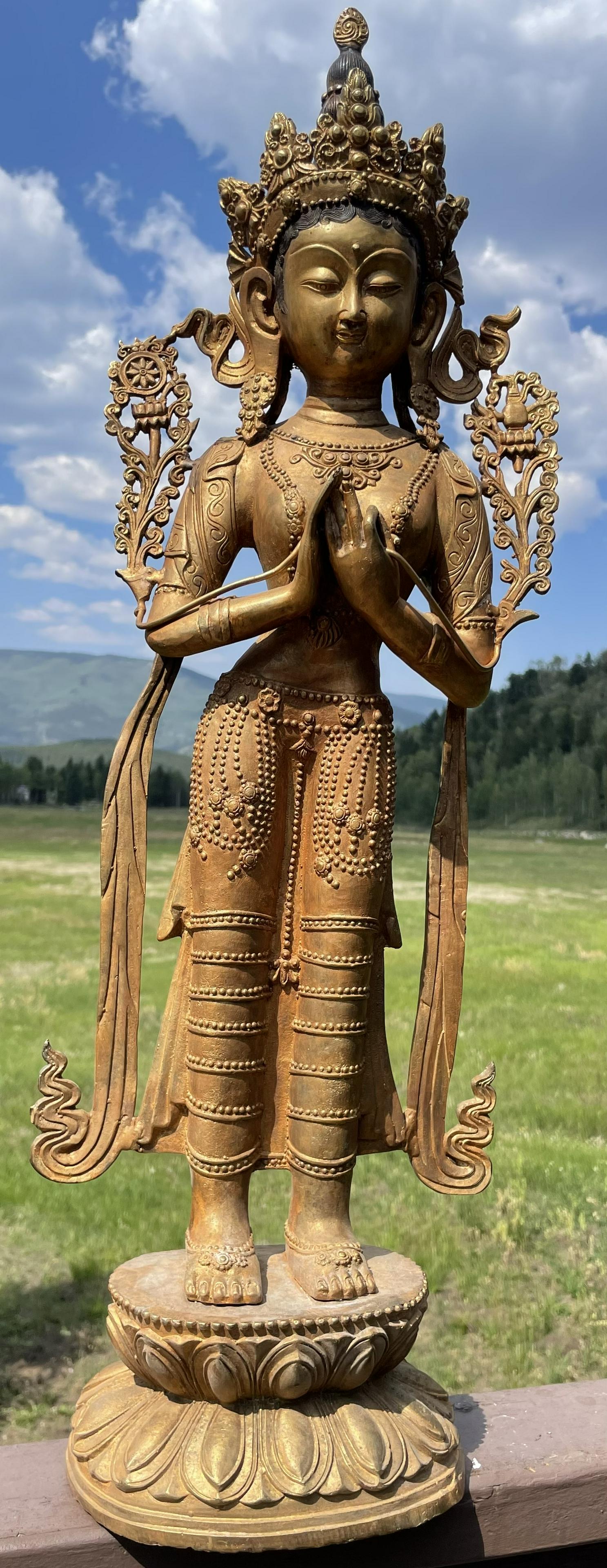 Standing Tara Brass Statue - 28 H (1 of 5)
