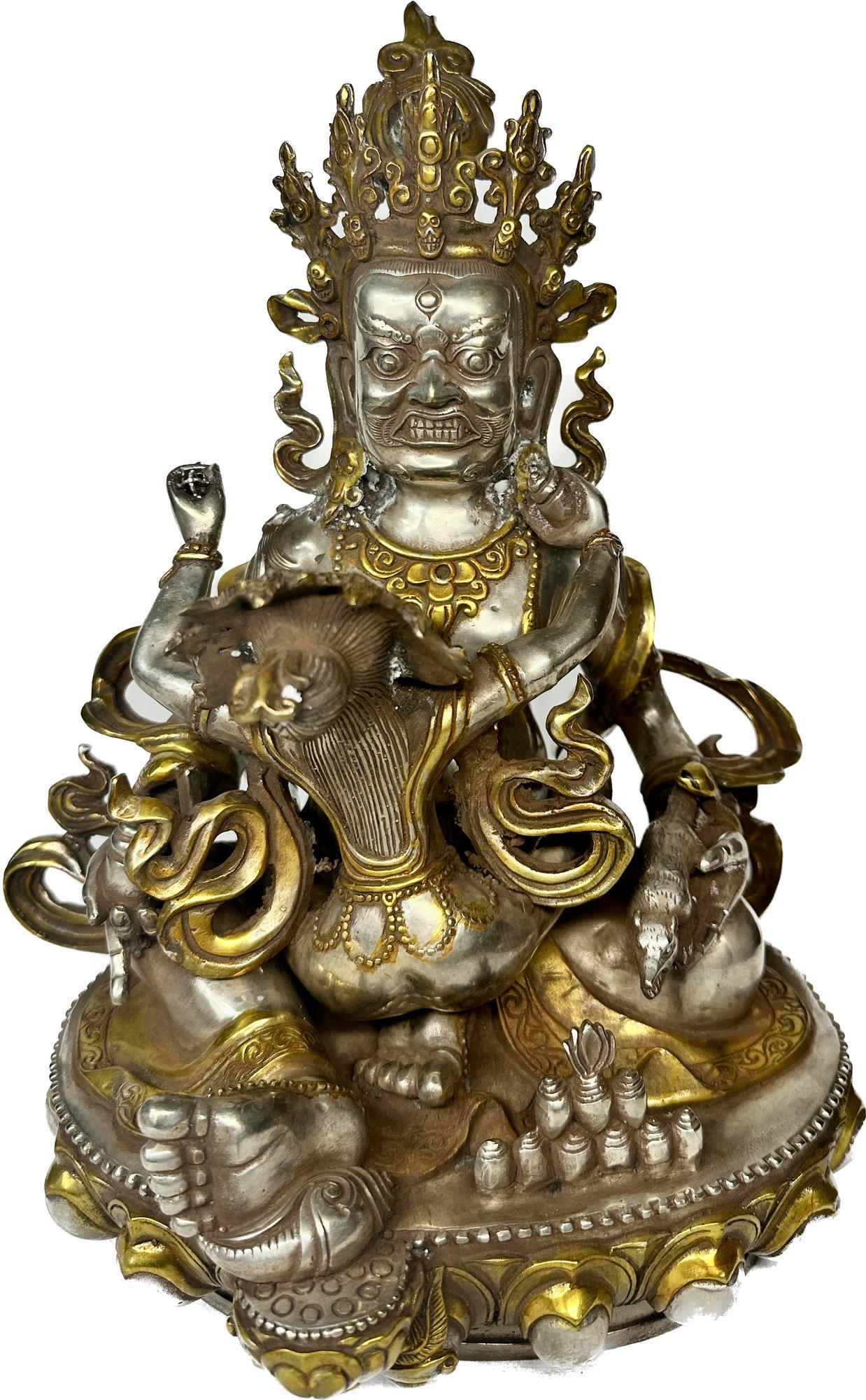 Dzambhala with Consort Tibetan Buddhist Statue - 12" H (1 of 8)