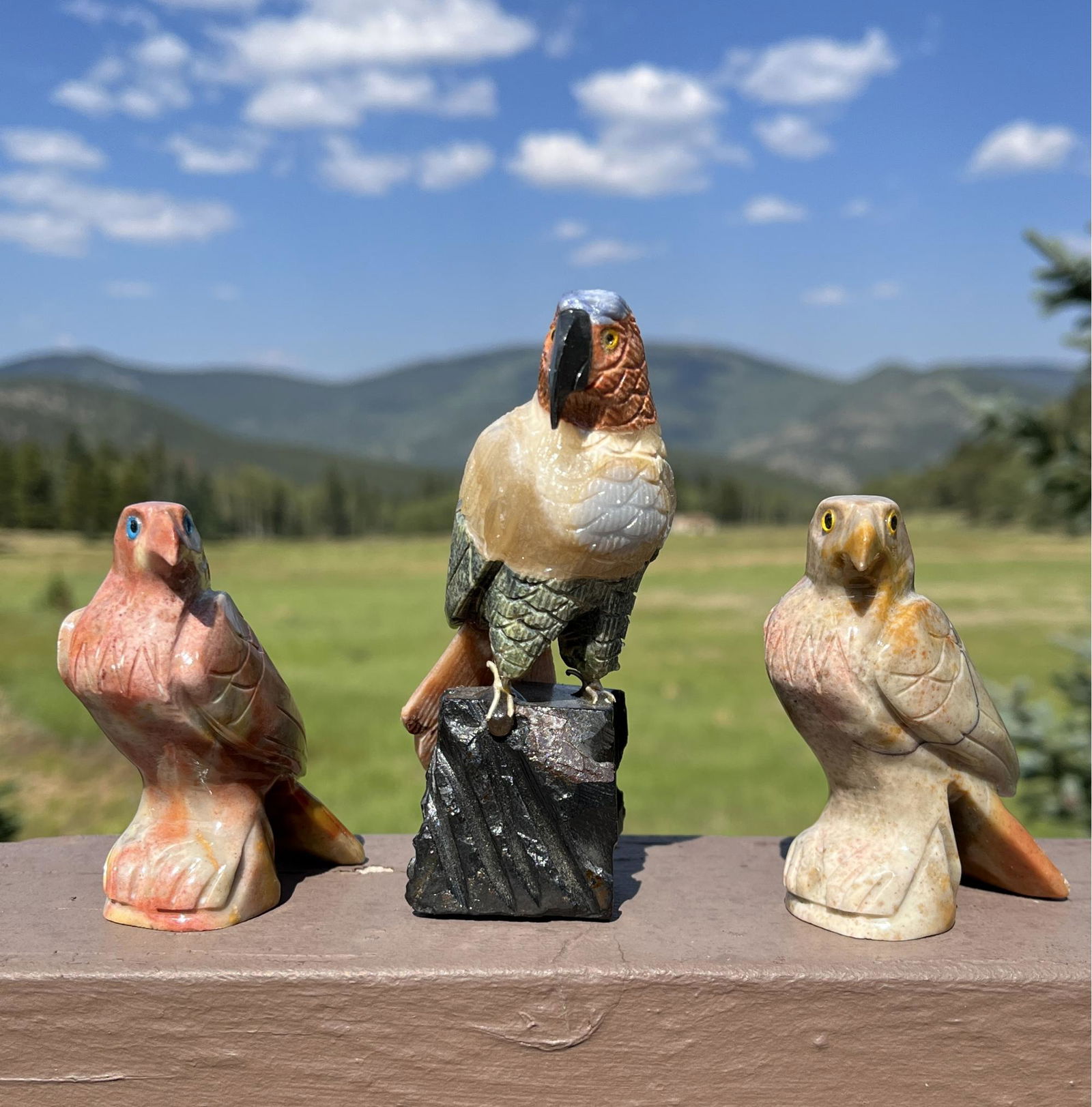 Adorable Collection Of Three Small Birds Made Of Stone, One With Broken Tail As Pictured (1 of 6)