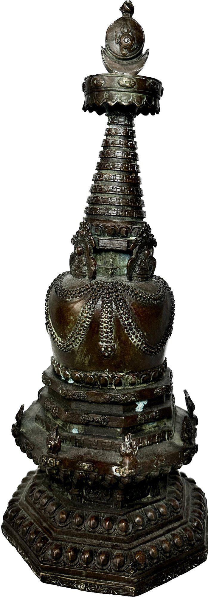 Metal Buddhist Stupa With Natural Patina (1 of 7)
