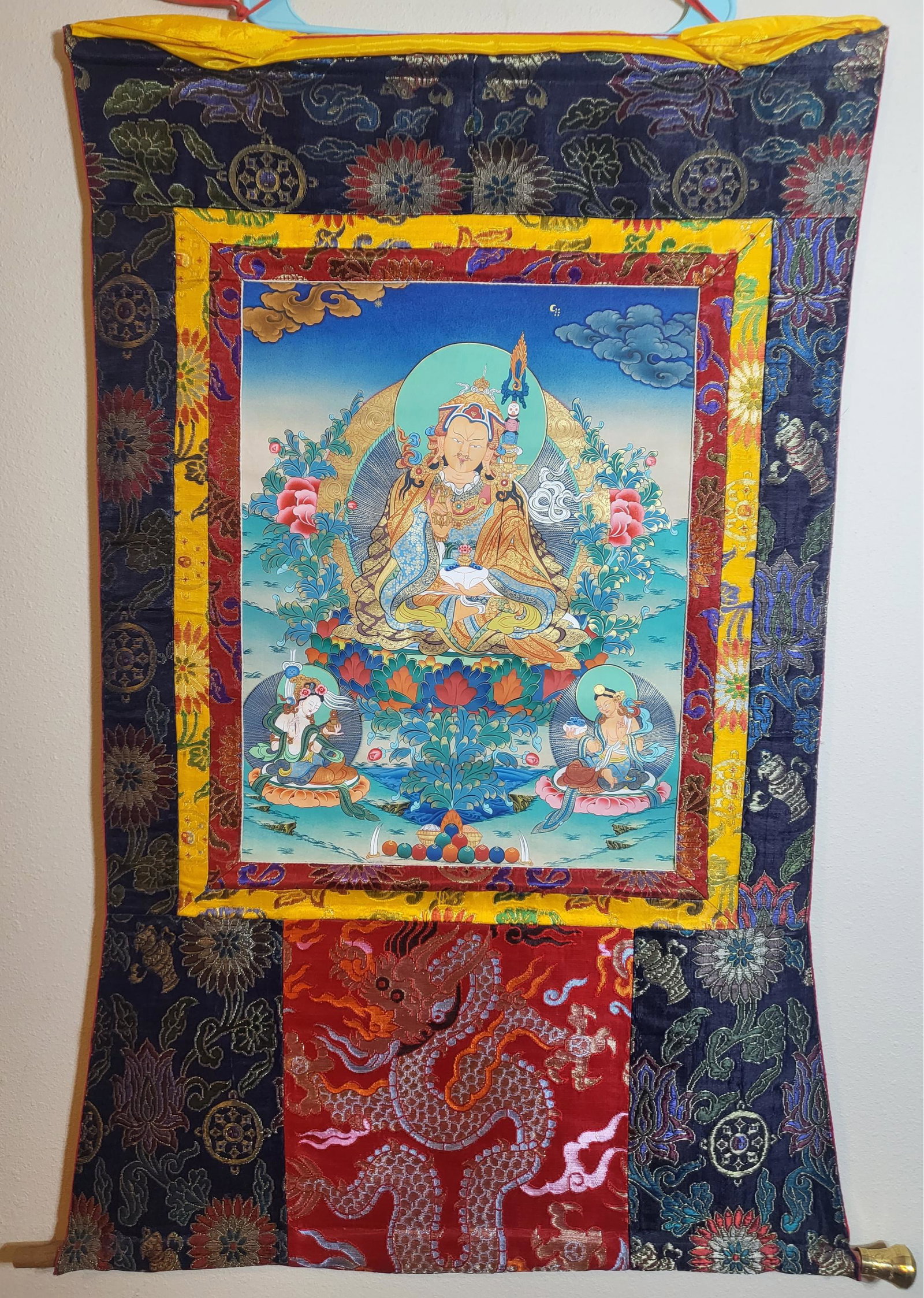 Guru Padmasambhava Thangka 43 X 26: Guru Padmasambhava Thangka 43 X 26