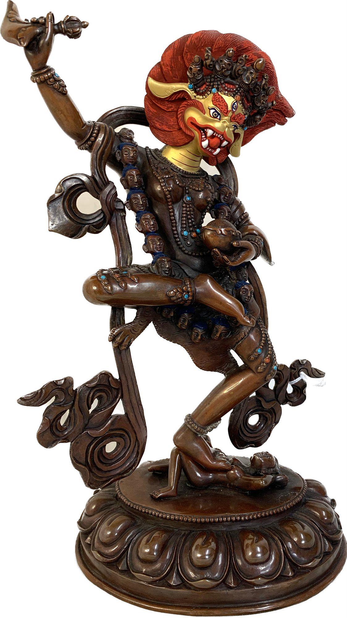 Tibetan Simhamukha  Buddhist Statue - 12" H (1 of 5)