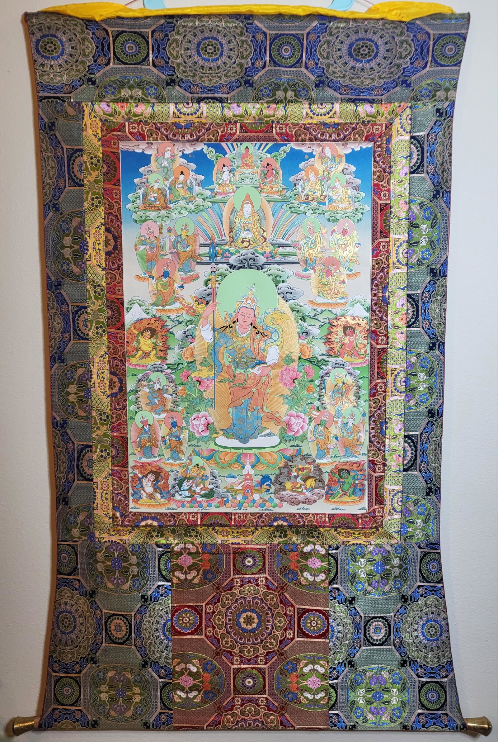 Guru Padmasambhava Thangka, 58 X 32: Guru Padmasambhava Thangka, 58 X 32