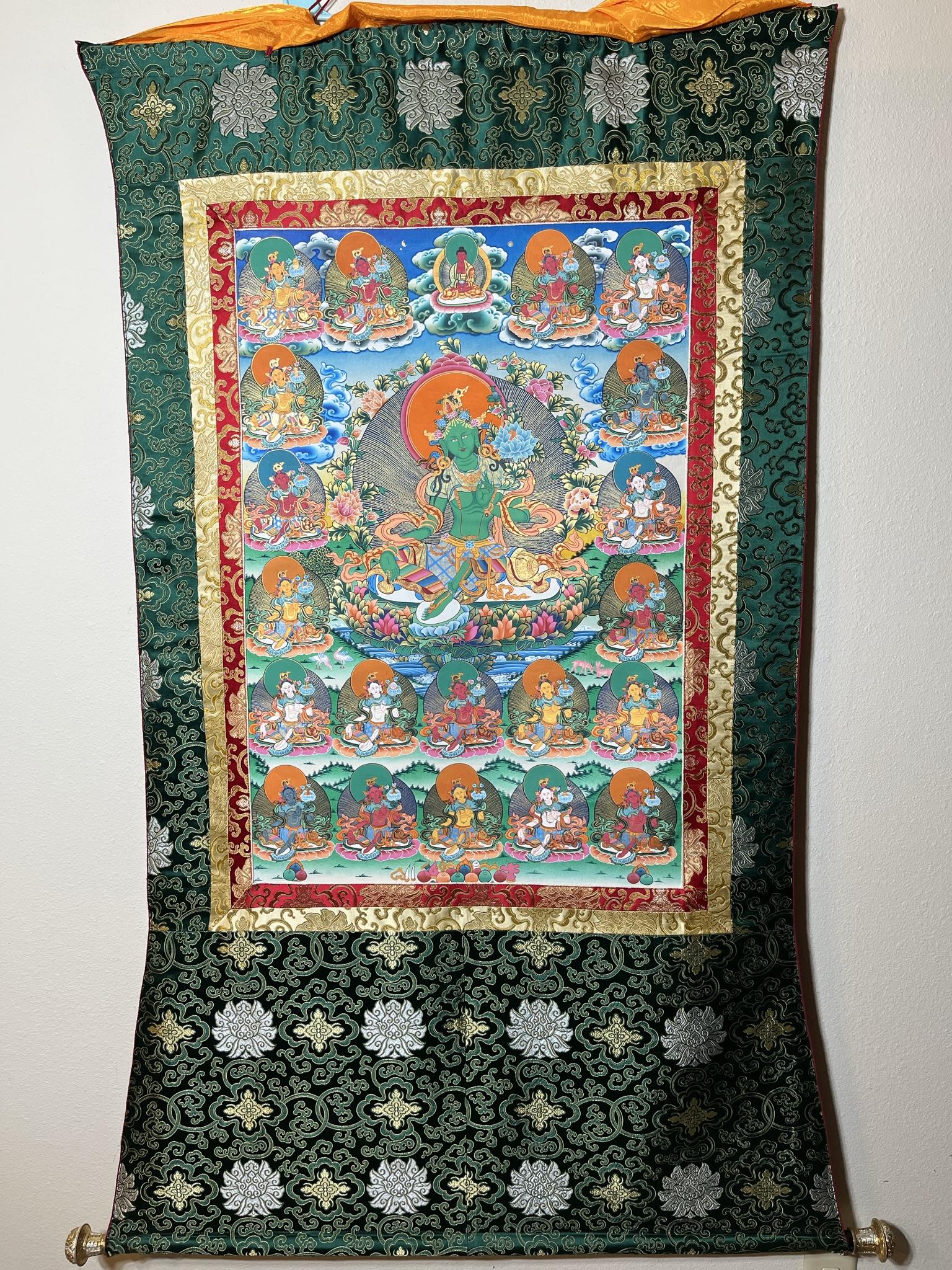 Green Tara Thangka (57in X 34in) (1 of 3)