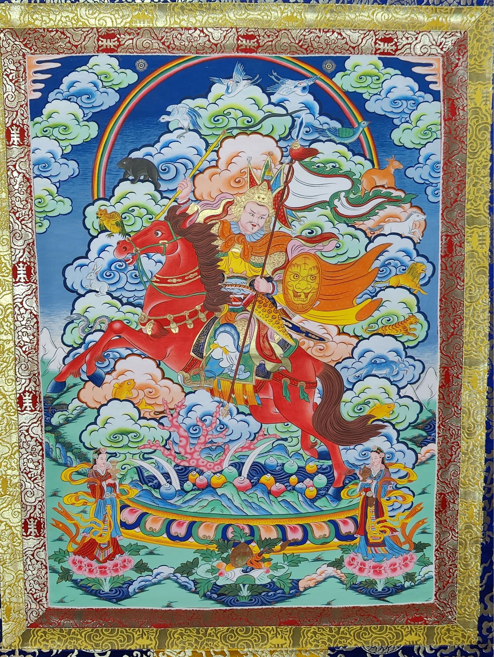 King Gesar Thangka Brocade, 54 X 31 (1 of 3)
