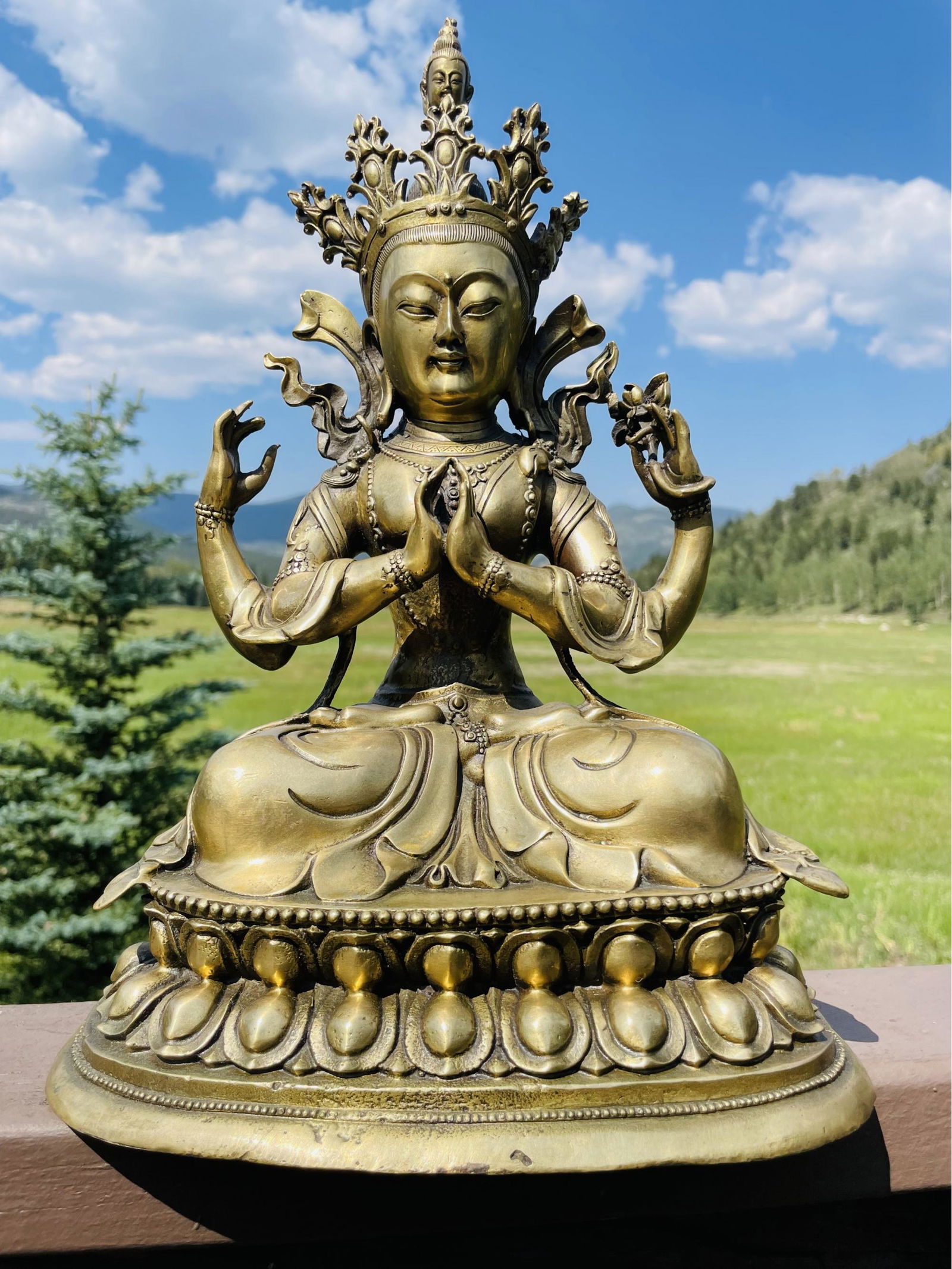 14 Bronze 4-armed Buddhist Statue, 14 High (1 of 5)