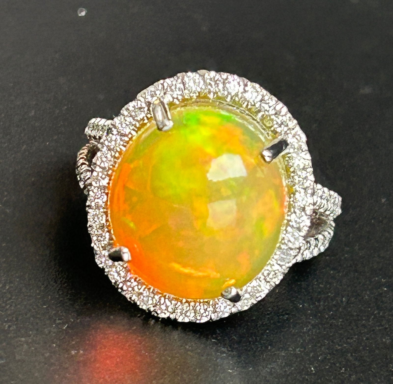 10 KT Ethiopian Opal And Diamond Ring Weighing 11.52 Grams (1 of 7)