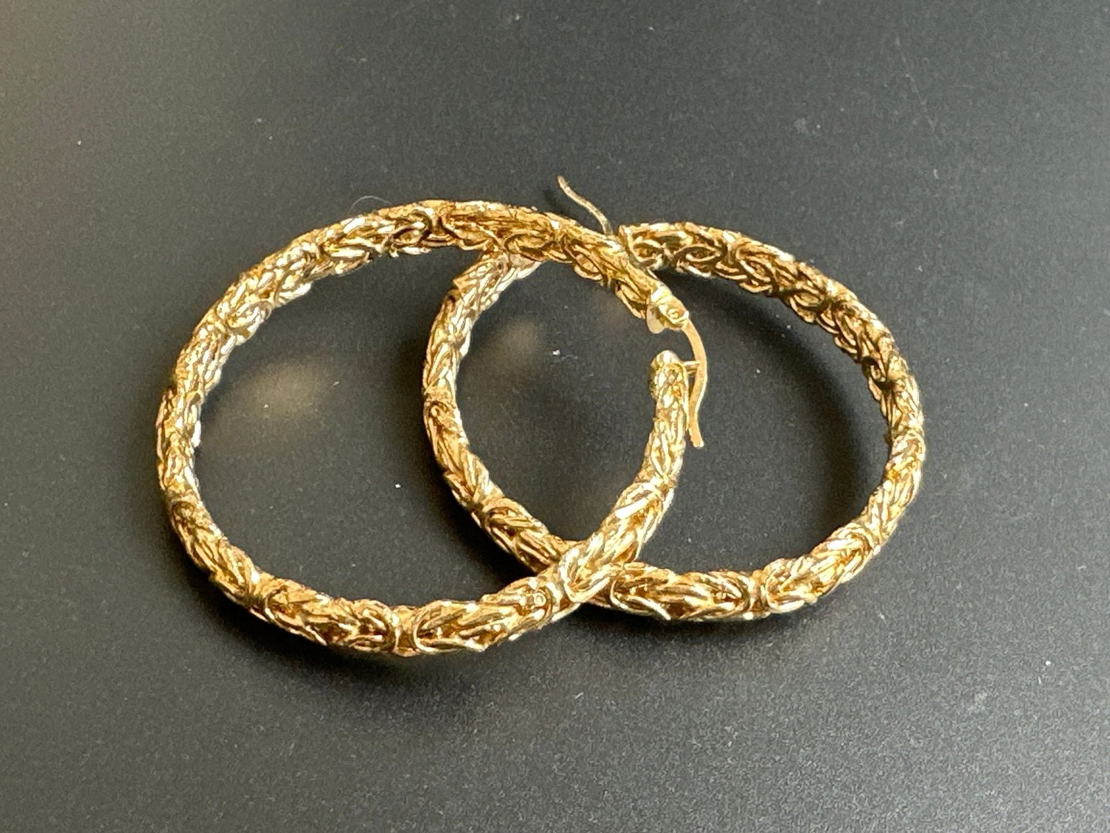 14 Kt Gold Beaded Hoop Earrings Weighing 12.72 Grams (1 of 5)