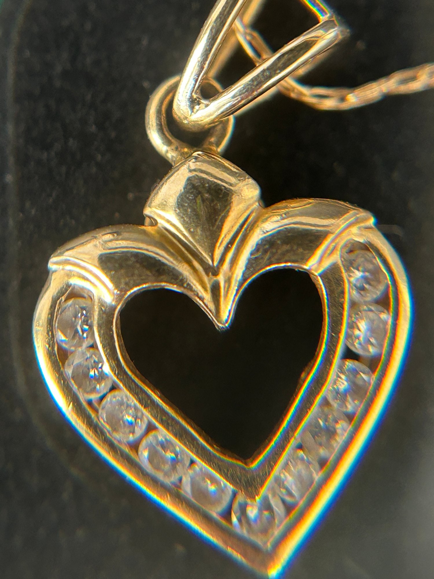14K Gold And Diamond Heart Pendant On Gold Chain - Small Kink In The Chain (1 of 7)
