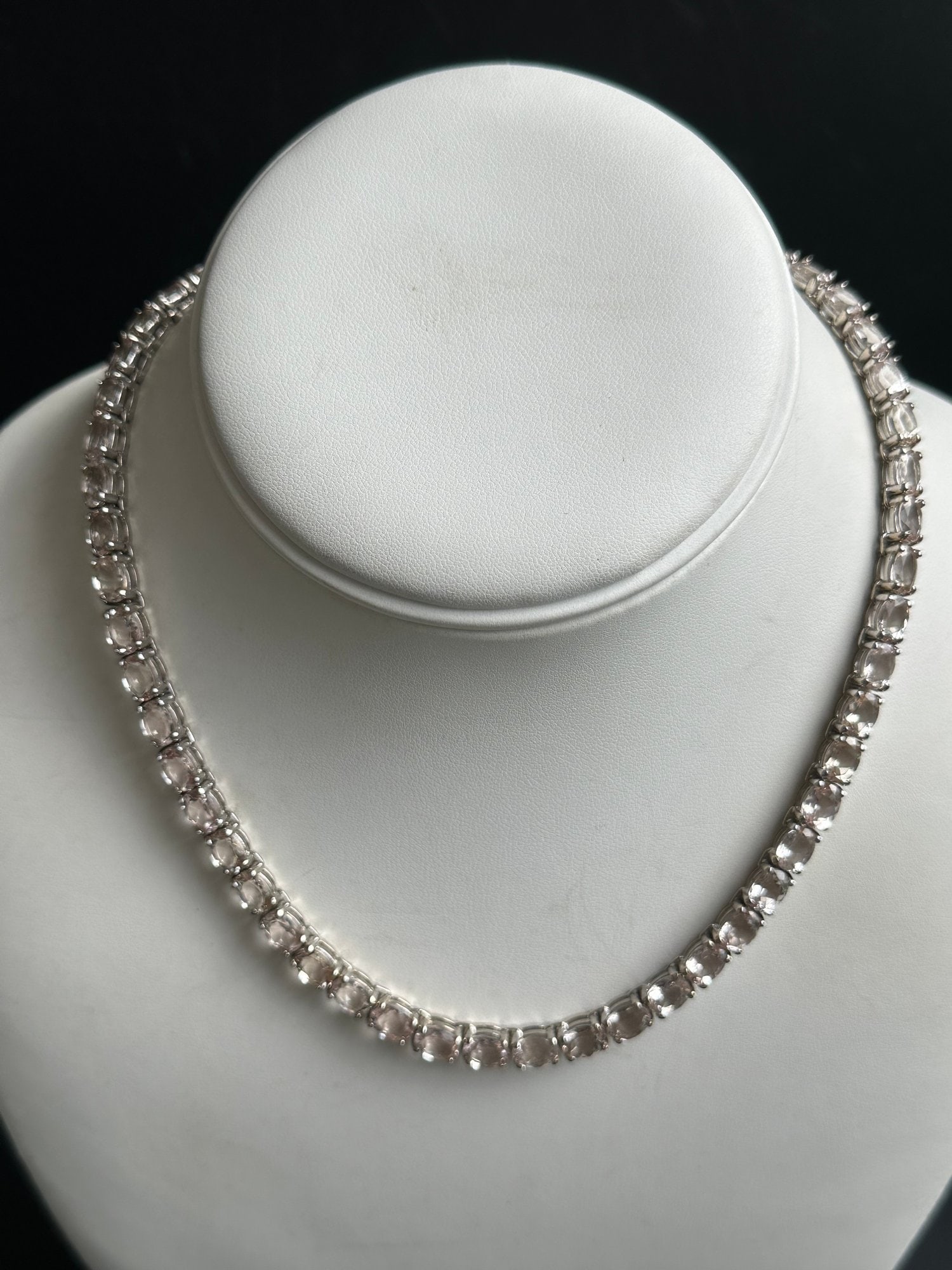 14 Kt White Gold Morganite And Diamond Necklace Weighing 40.14 Grams - Tag $35,100: 14 Kt White Gold Morganite And Diamond Necklace Weighing 40.14 Grams - Tag $35,100
