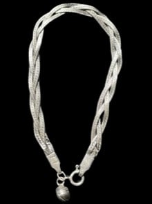 Sterling Silver Braided Bracelet With Bell Attached To Clasp: Sterling Silver Braided Bracelet With Bell Attached To Clasp
