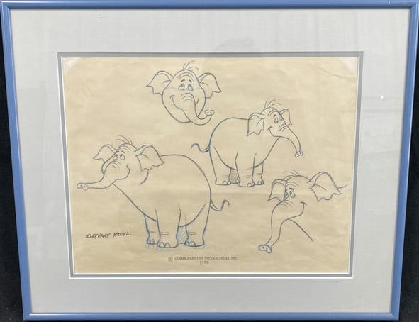 Hanna-Barbera Productions 1973 Elephant Model Sketch: (17x14)