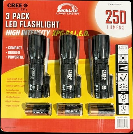 3 Pack LED Flashlight Unopened From Cree LEDs (1 of 3)
