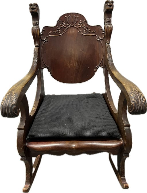 Solid Wood, Artistically Carved, Rocking Chair - 39Lx26Wx41H (1 of 5)