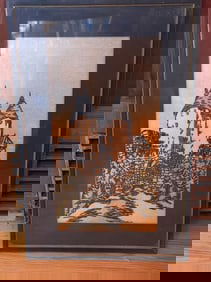 Castle Crewel And Watercolor Framed Art, Size: 19" Height