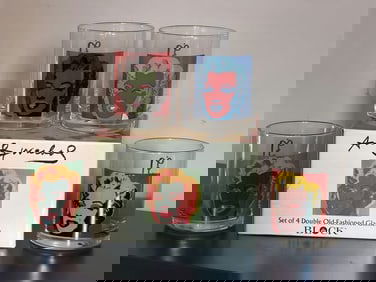Andy Warhol Marilyn Monroe "Block" Double Old-Fashioned Glasses - Set of 4