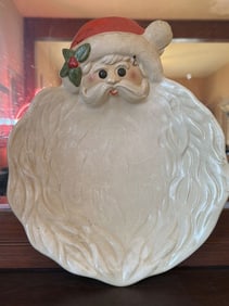 Painted Ceramic Santa Claus Platter Xmas, Size: 13" Height