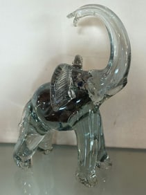 Glass Elephant Figurine, Size: 6" Height