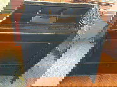 Black Wooden Writing Desk With A Hutch, Size: 36"x10.5"