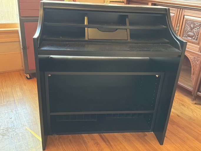 Black Wooden Writing Desk With A Hutch, Size: 36"x10.5": Black Wooden Writing Desk With A Hutch, Size: 36"x10.5"
