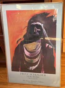 Framed Exhibition Poster By Fritz Scholder's "New Work", March 9-26, 1980, The Ellaine Horwitch